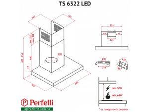 Витяжка декоративна Perfelli TS 6322 I/BL LED nalichie