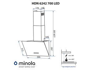 Витяжка наклонна Minola HDN 6242 BL 700 LED nalichie