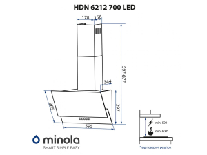 Витяжка наклонна Minola HDN 6212 BL/I 700 LED nalichie