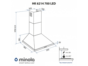 Витяжка купольна Minola HK 6214 I 700 LED nalichie
